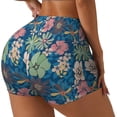 thumbnail image 2 of Xecao Colorful Flowers Print Workout Shorts for Women Soft Smooth Gym Yoga Scrunch Active Tennis Workout Running Shorts, 2 of 9