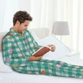 thumbnail image 4 of Wukai Starfish On Checkered Background Men's Long-Sleeve Pajama Set - Comfortable Sleepwear with Button-Down Shirt and Pants-XX-Large, 4 of 6
