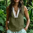 thumbnail image 5 of Admvng Women's Tank Tops Lace Linen Cotton Sleeveless V Neck Casual Boho Summer Blouses, 5 of 8