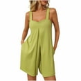 thumbnail image 1 of Timegard Jumpsuit for Women Ruched Square Neck Sleeveless Short Rompers Casual Loose Outfits Fashion, 1 of 7
