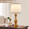 thumbnail image 5 of Touch Table Lamps Set of 2, 22" Nightstand Lamps, Bedside Lamps with USB C+A Charging Ports, 3 Way Dimmable Lamps for Bedrooms, Living Room, Office, Grey&Silver, Bulbs Included, 5 of 16