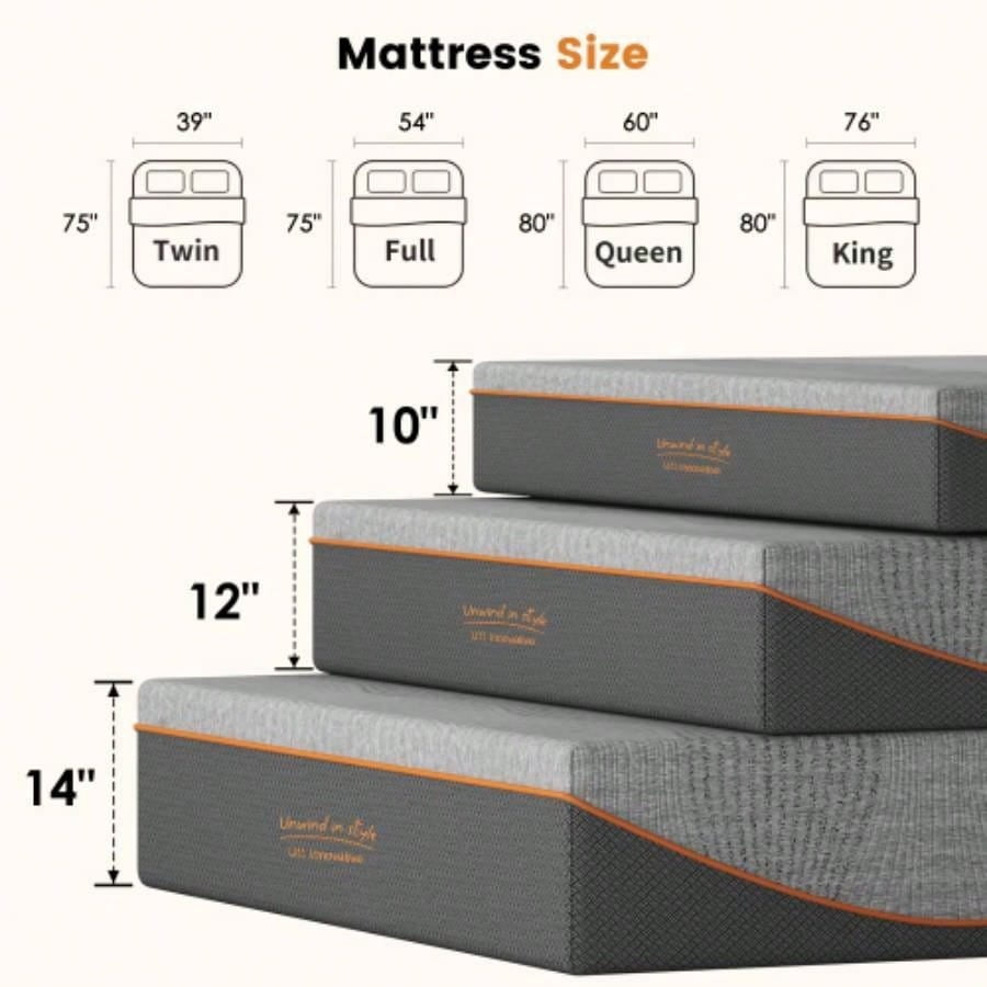 Twin Size 10 Inch Foam Mattress, Breathable Cooling Layers, Medium Feel, Safe Certified Fiberglass Mattress for Bedroom