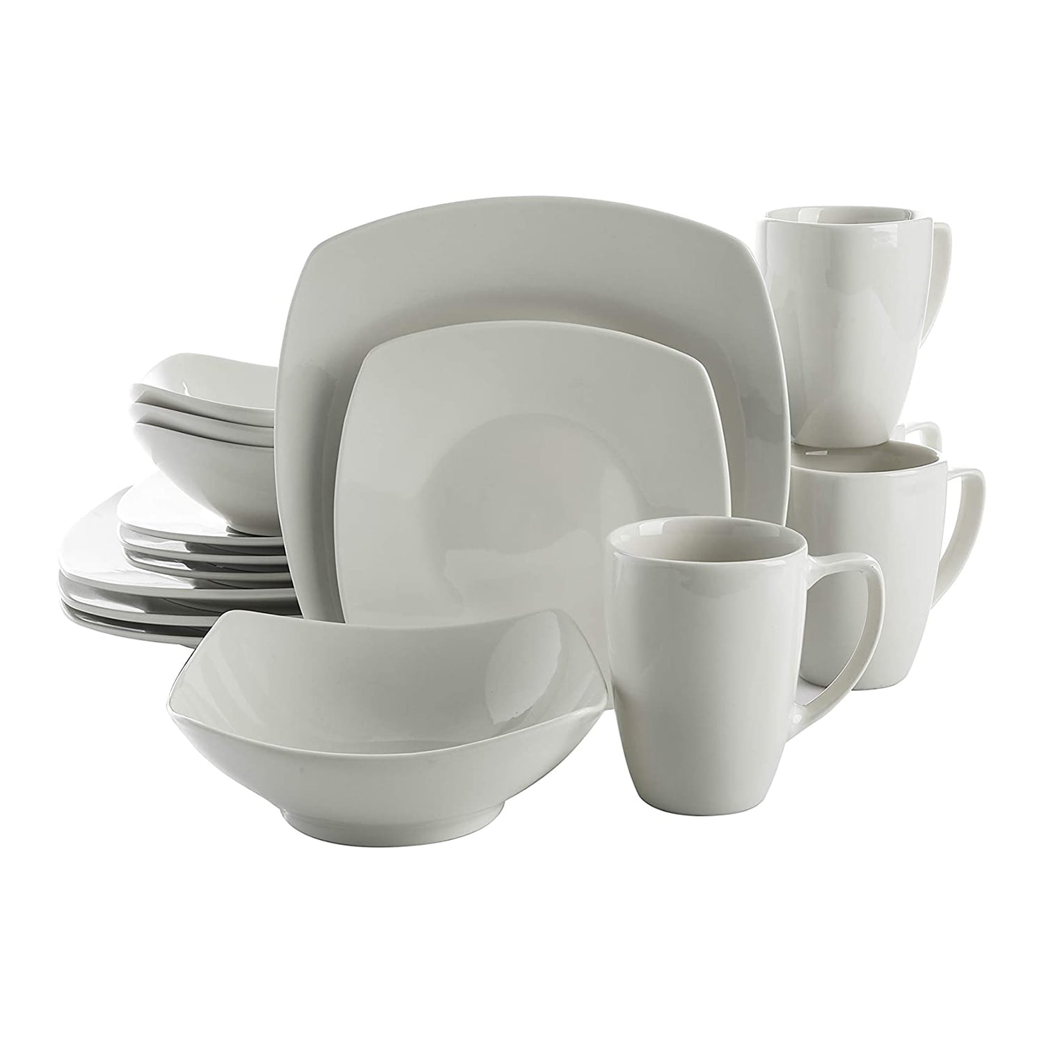 Gibson Home 16 Piece Square Dinnerware Set Kitchen Dinner Plates - Main Image