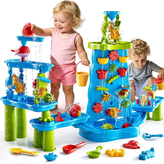 Dinosaur Planet Water Table for Toddlers, Upgrade Sand and Water Play Toys for Toddlers Kids, Activity Sensory Tables Outside Beach Toys for Toddler Boys Girls Age 1-3-5 Gift (Random Color)