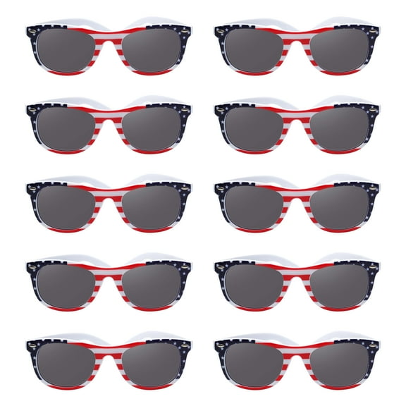 10 American Flag Sunglasses Pack - Plastic, UV Protection, Lenses UV 400 - Flag