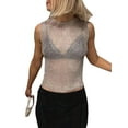 thumbnail image 1 of Faithtur Débardeur Court d'Été pour Femmes Couleur Unie Sans Manches Col Rond Crop Top Transparent, 1 of 9