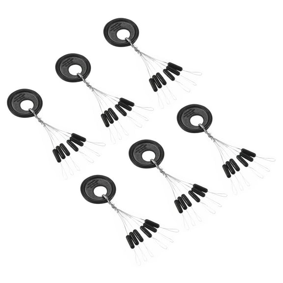 Uxcell M Size 6 in 1 Cylinder Shape Fishing Rubber Bobber Beads Stoppers, Black 300 Pieces