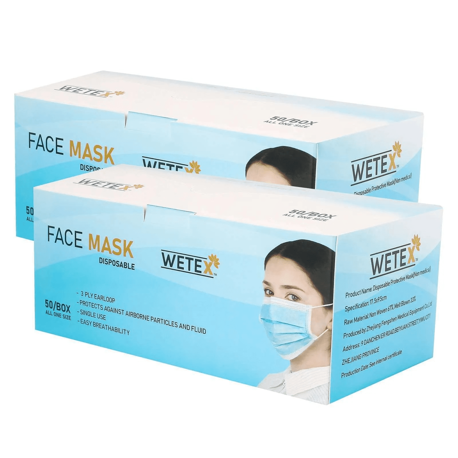 200pcs, Disposable Face Mask (blue)