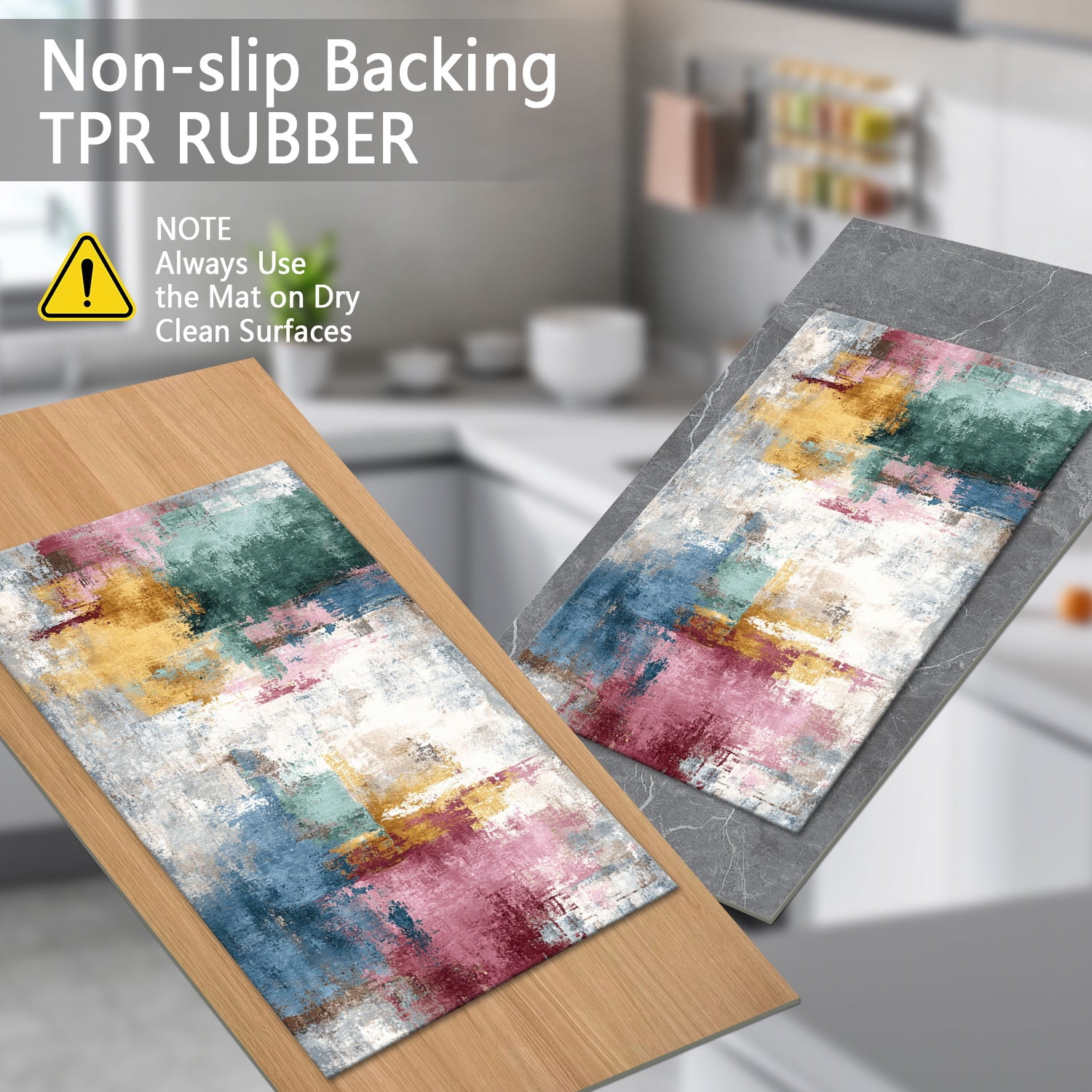 3 Piece Kitchen Rug Set, Non-Slip And Washable, Abstract Pattern Kitchen Hallway Rug, Soft And Comfortable, Suitable For Sinks, Floors, Entrances, Hallways and Bathrooms
