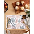 thumbnail image 5 of Orange Grey Coastal Placemats Set of 6, Summer Beach Coral Shell Ocean Placemats for Dining Table, Place Mats for Kitchen Tabletop, Waterproof Wipeable Dining Table Mats Set, 5 of 9