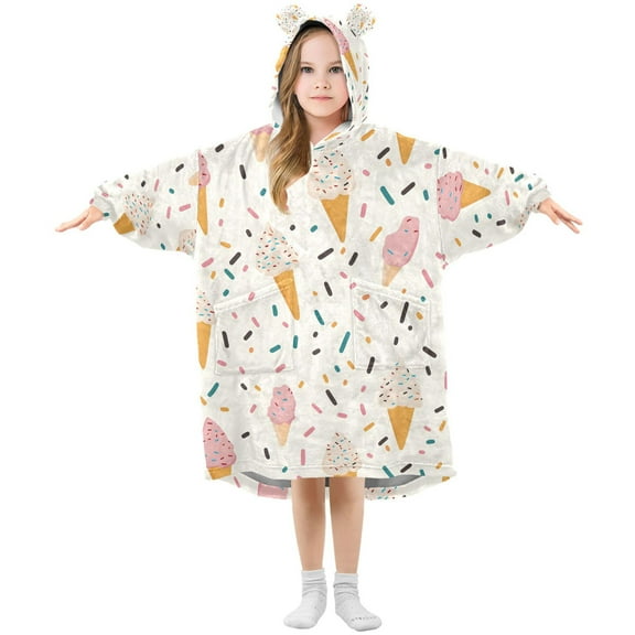 joogoo Wearable Blanket Hoodie for Cartoon Ice Cream Oversized Sherpa Hooded 3-14 YR M