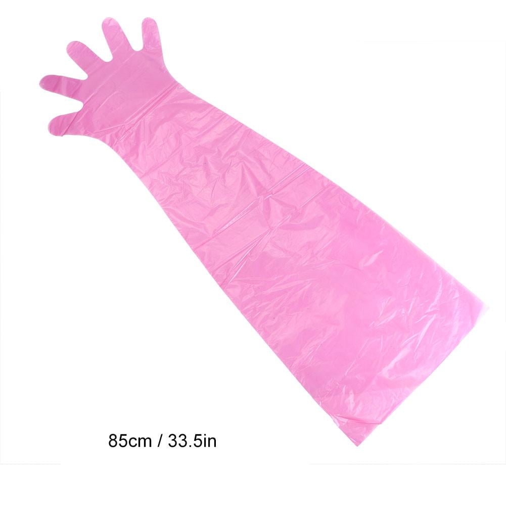 50PCS Disposable Film Gloves Long Arm Veterinary Examination Farm Vet Glove 