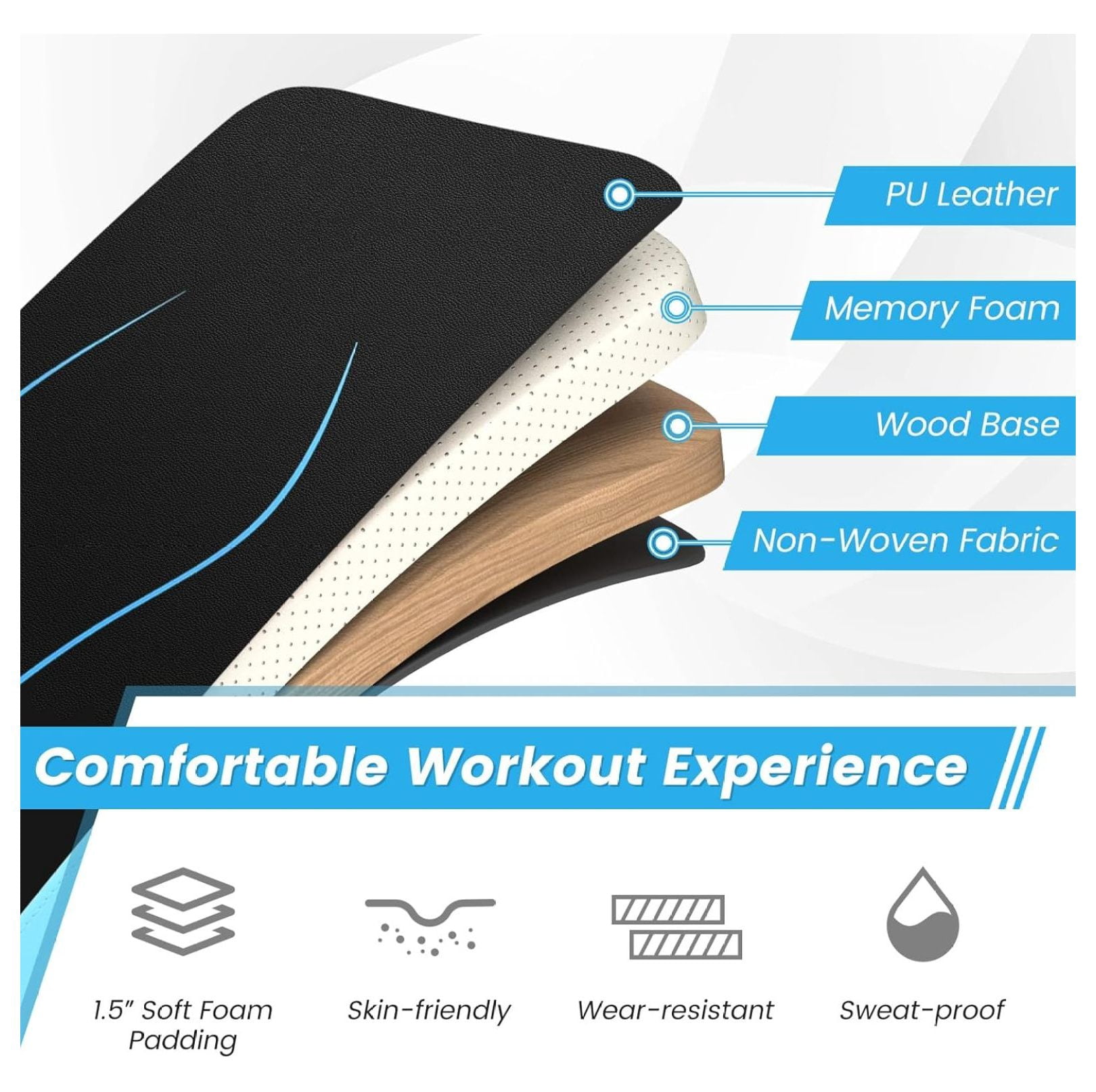 Folding Sit Up Bench Adjustable Decline Ab Workout Board, Incline Strength Training Equipment for Home Gym, 4 Height Levels