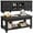 black, variant on Buildhom Farmhouse Coffee Table and TV Stand Set of 2, Rustic Wood Entertainment Center with Storage for Living Room, Black