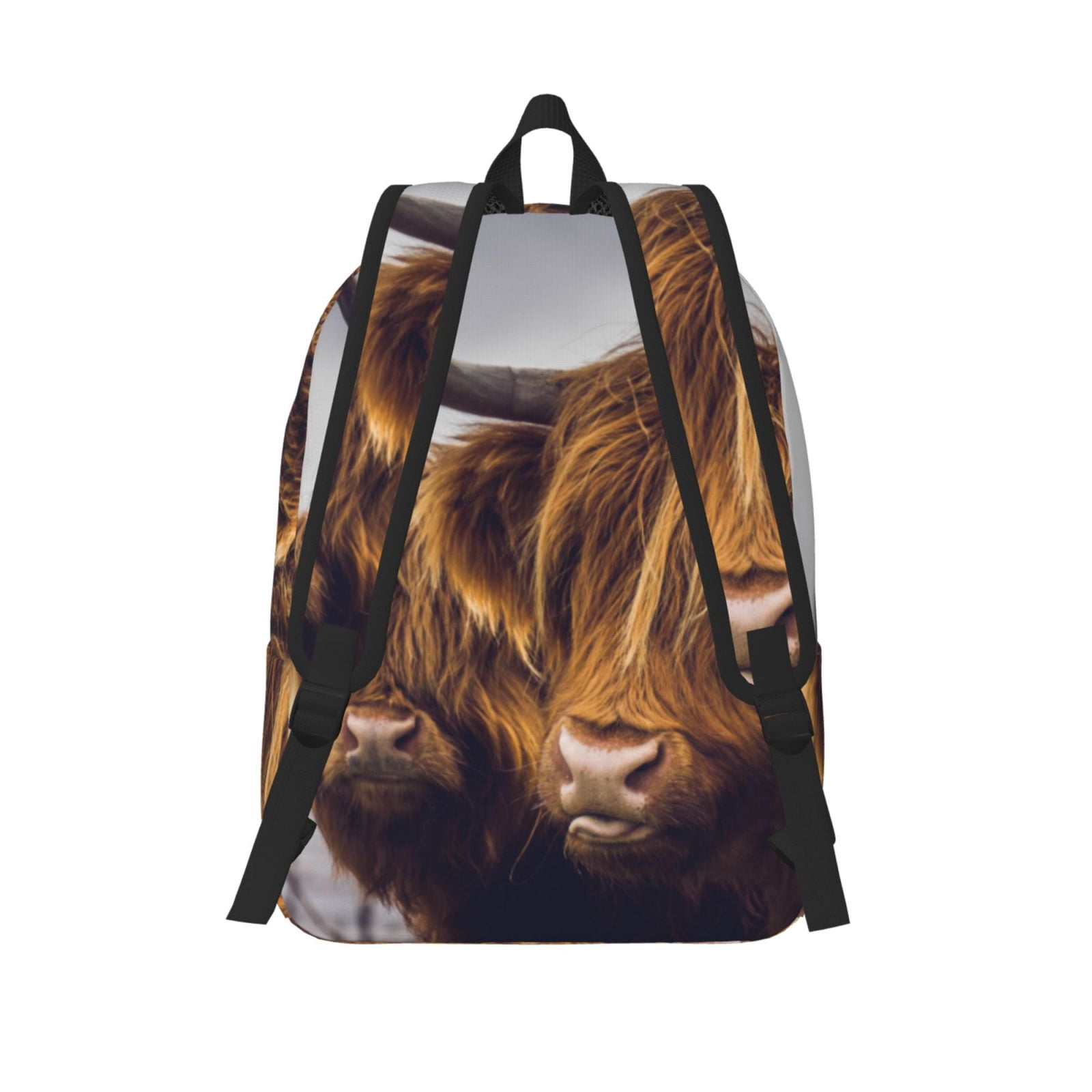 Picia Portrait Of Cow With Its Baby Cow Printed Canvas Daypack - Stylish and Durable Vintage Compact Backpack - Class, Work, Travel, or Laptop Bookbag,Organized Compartments-Small