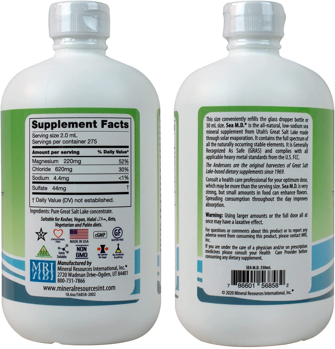 Anderson's Sea M.D. Ionic Electrolyte Magnesium Supplement, 18.6 fl oz, 60 Servings