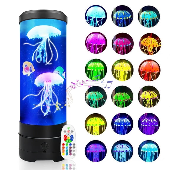 BravSco Jellyfish Lamp with Bluetooth Speaker, 17 Colors Changing & 4 Lighting Modes Jelly Fish Light Lamp, USB Powered Jellyfish Decor Light