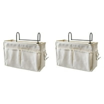 2X Bedside Hanging Pocket Storage Bag Organizer Holder for Headboards Bunk Beds Dorm Rooms,White