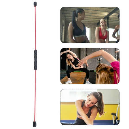 LEORX Red Detachable Training Stick with Elastic Fitness Rod for Exercising Use Vibrating Yoga Stick with