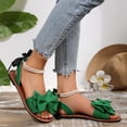 thumbnail image 6 of Xfvqtps Women Flat Sandals with Pearl Bowknot Straps Lace up Open Toe Non Slip for Summer Casual and Dressy Outfits, 6 of 9