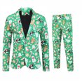 thumbnail image 3 of Traje de negocios informal de Navidad para hombre, chaqueta de 2 piezas con un botón, pantalones, disfraz de fiesta de Navidad, uniforme con estampado de muñeco de nieve, 3 of 5