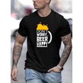 thumbnail image 1 of DON'T WORRY BEER HAPPY Print, Men's Casual Comfy Crew Neck Short Sleeve T-shirt, Men's Trendy Clothes Outdoor, Men's Breathable Tops For Summer Tee For Adult, Men, Women, Teen, Teenager, Adolescent,, 1 of 5