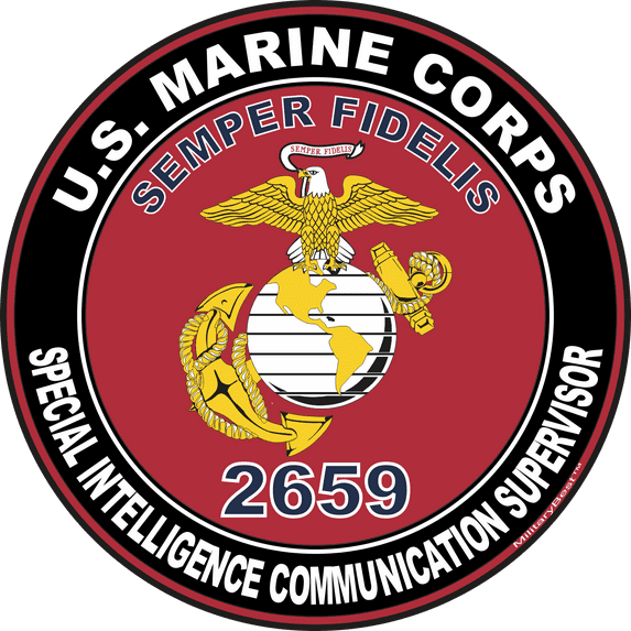 U.S.M.C. MOS 2659 Special Intelligence Communication Supervisor Decal 3.8" - Red