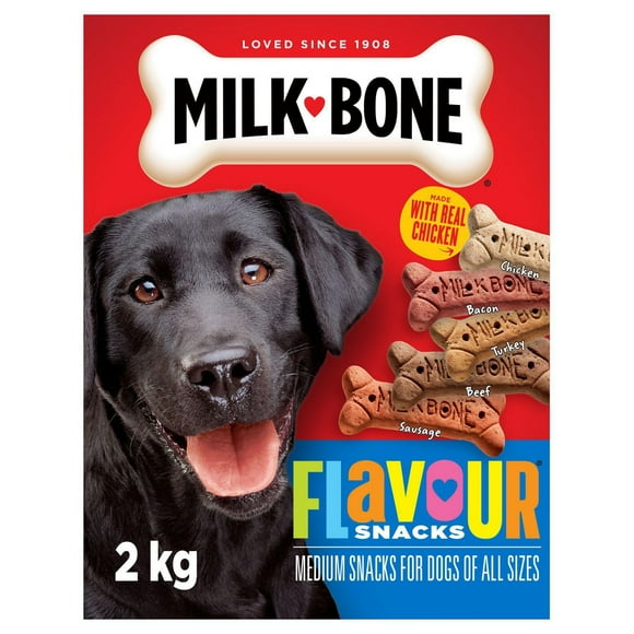 Milk-Bone Flavour Snacks Assorted Meat Flavours Crunchy Biscuit Dog Treats, Medium