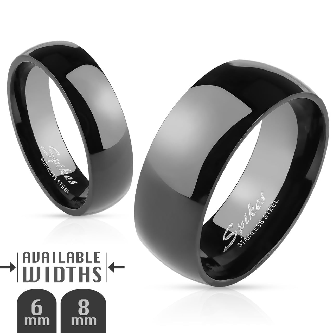 4 Rows Clear CZ Black Ion Plated IP 316 Stainless Steel Wedding Band Ring 