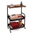 thumbnail image 1 of Carrito Rodante Gmrithaf de 3 Niveles con Ruedas y Tapa de Madera Negra, 1 of 8