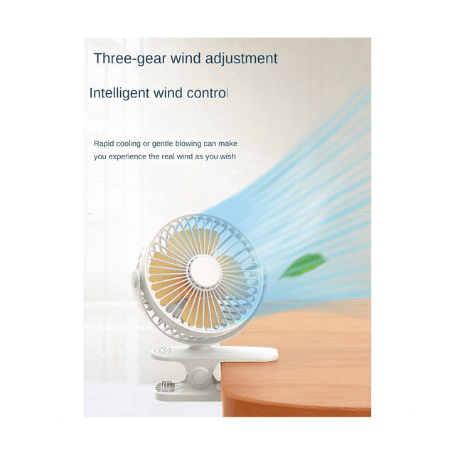 1200Mah Summer Clip-on Fan Portable Automatic Oscillating Head Fan Rechargeable High Wind Power Fan for Student Black