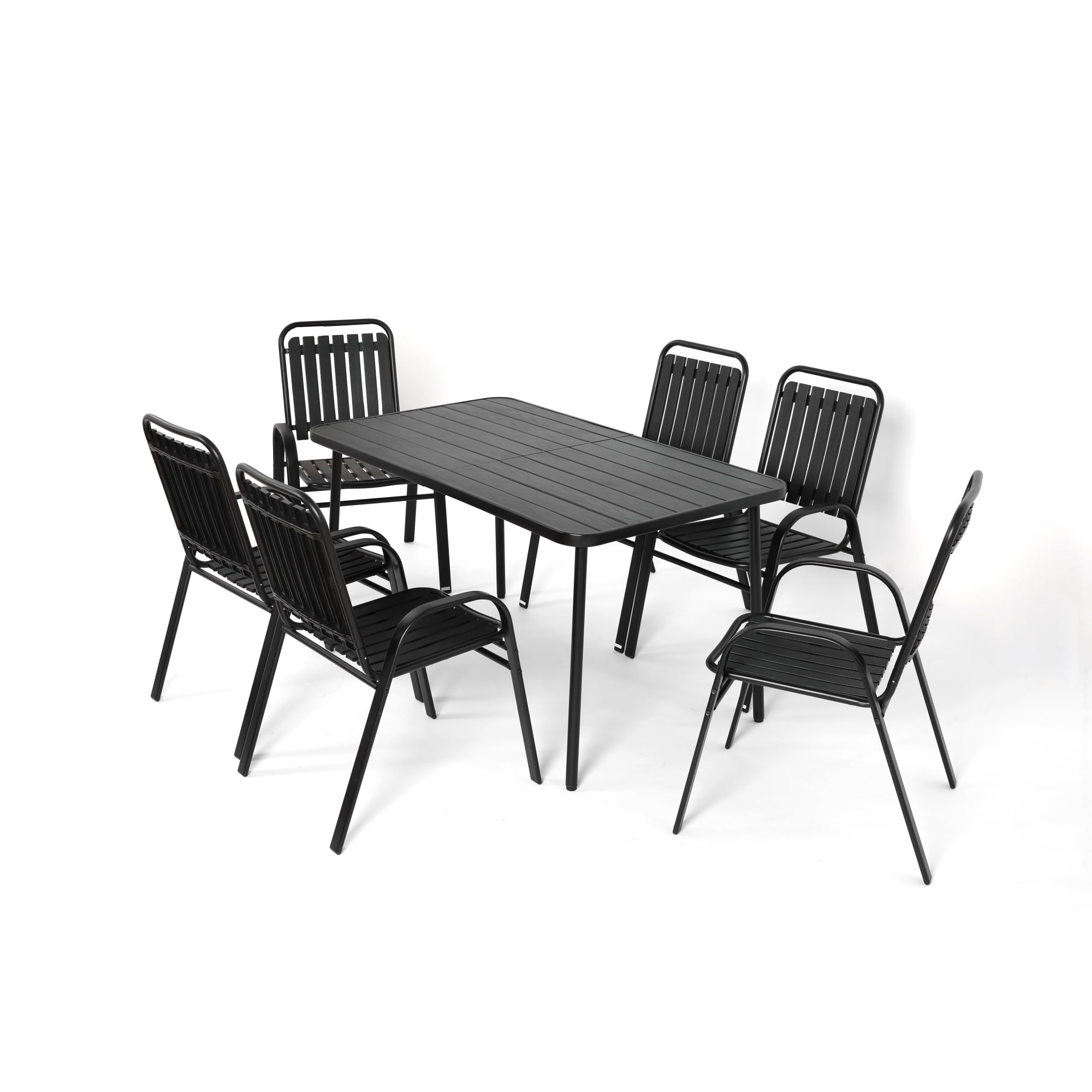 7 Piece Dining Set,Outdoor Dining Set with 6 Chairs,Patio Dining Set for 6-Person,Black