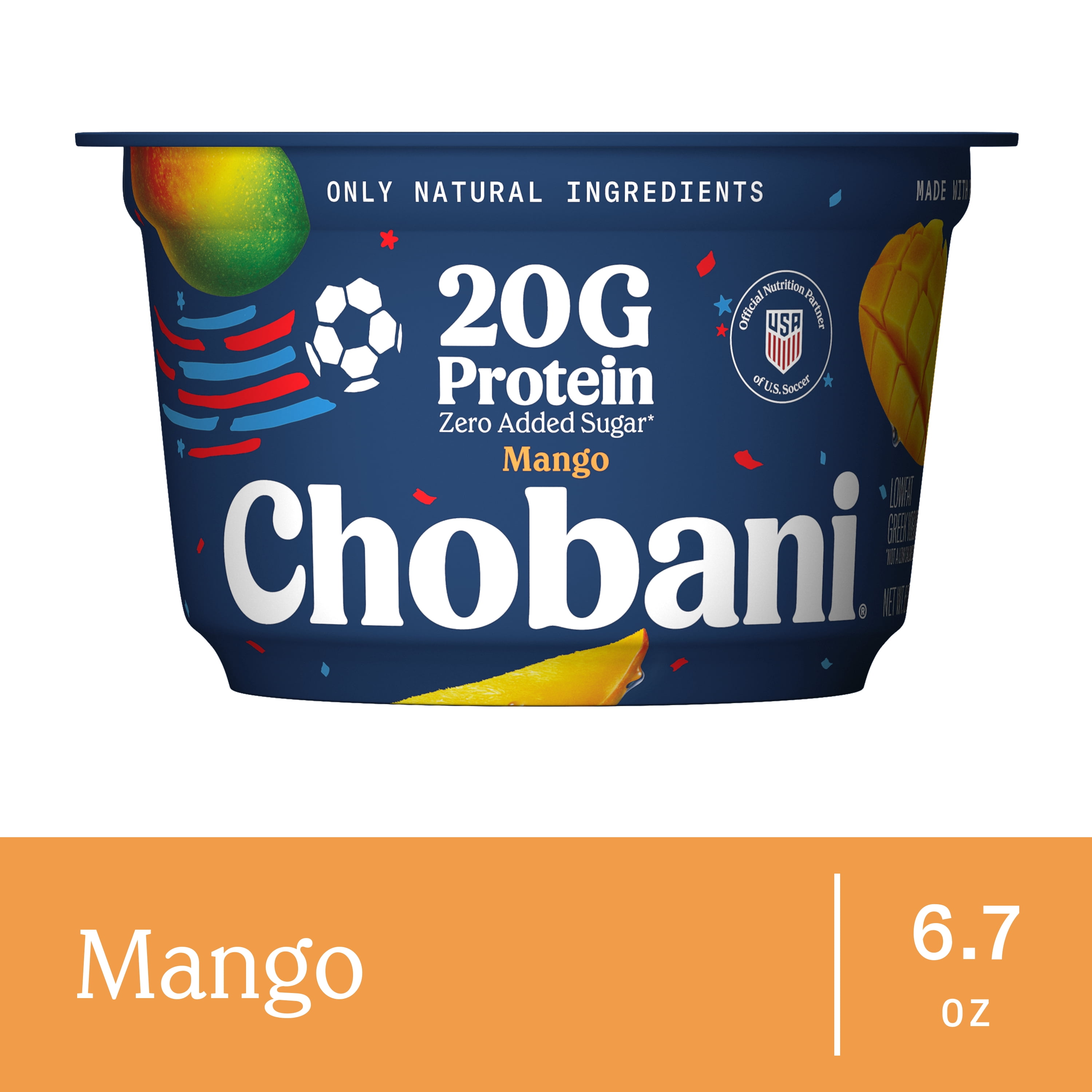Chobani 20G Protein Low-Fat Greek Yogurt Mango 6.7 oz Cup