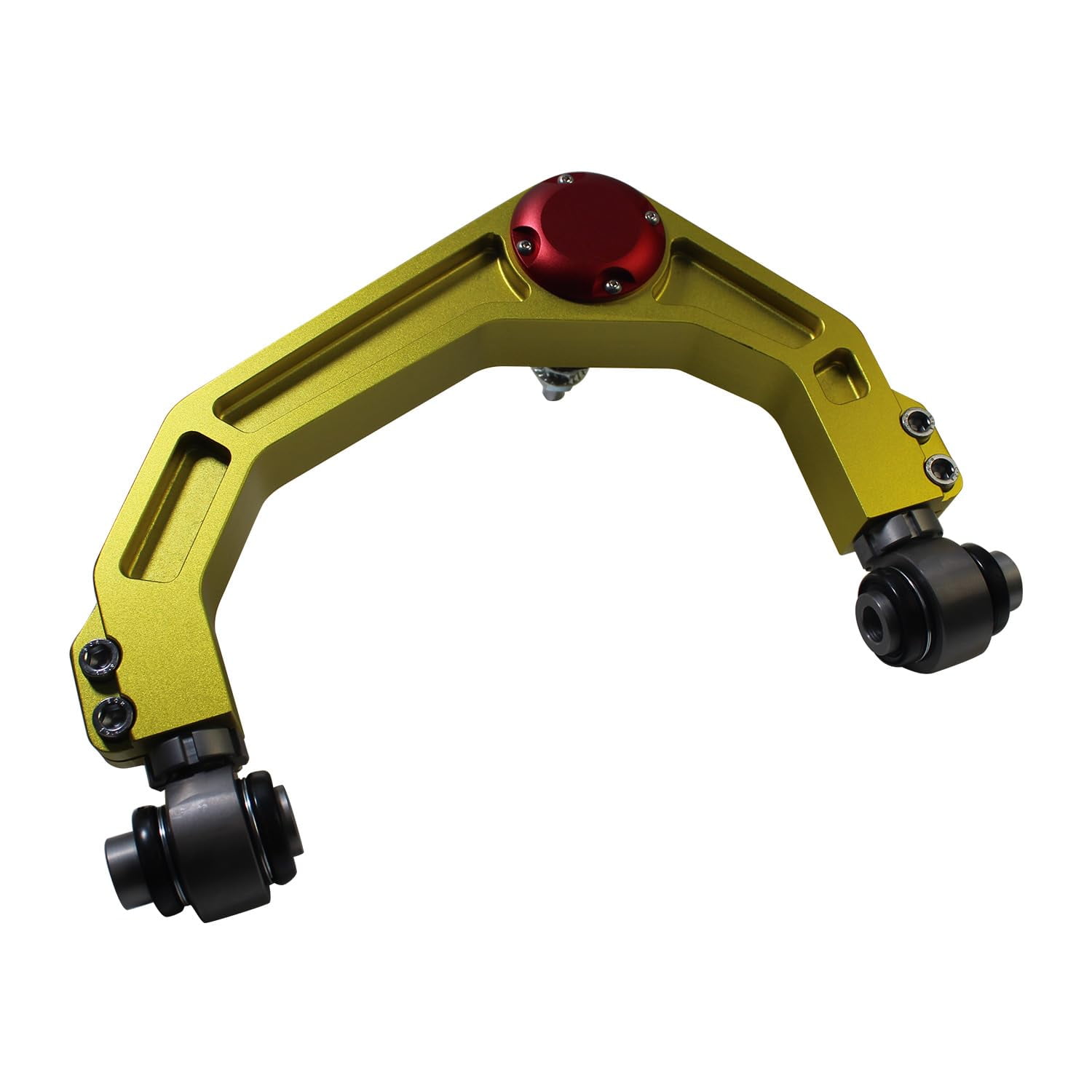 Forged Billet Aluminum 2-4 inch Upper Control Arms Compatible with 2004-2022 Ford F150 Suspension 3" Lift Kit W/Adjustable End Bushing Kit&Pre-pressed Ball Joints Yellow