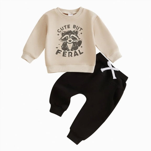 Boys 2 Piece Outfits Long Sleeve Sweatshirt Top Sweatpants Fall Winter Clothing Set 6-12 Months 12-24 Months 2T 3T 4T 5T 6T 7T 8T 9T Children(Khaki,3-4 Years)