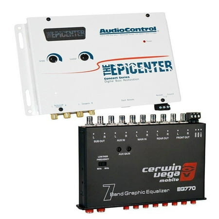 The Epicenter by AudioControl Bass restoration processor (WHITE) + Cerwin-Vega EQ770 - 7-Band Parametric Equalizer with Aux