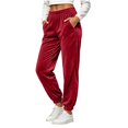 thumbnail image 2 of THNCYX Women Solid Color Elastic Waist Casual Sweat Pants With Side Pockets Relaxed Wide Drawstring Trousers, 2 of 9