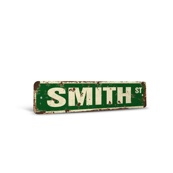 SMITH Vintage Style Rustic Street Sign – Childrens Name Room Sign Retro Decorative Wall Sign for Home, Bar, Garage, or Outdoor Use | 4" X 18" Plastic Road Sign