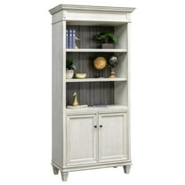 Hartford Wood Bookcase With Doors Storage Cabinet Office Shelves White