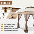 thumbnail image 3 of INTER HUT 11x11 Outdoor Pop up Gazebo Tent with Mesh Walls for Patio, Lawn, Backyard and Deck, Beige, 3 of 9