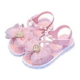 thumbnail image 3 of TOWED22 Girls Sandals Summer Open Toe Flats Shoes Dress Sandals Lightweight Beach Holiday（Pink,9）, 3 of 9