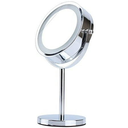 LED Light Cosmetic Makeup Mirror, Double-Sided Adjustable 5x Magnifying Vanity Mirror Hand Held ...