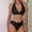 Black, variant on YHAJDS Bathing suit For Women Wave Print Back Bikini 2 Piece Set