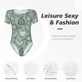 thumbnail image 4 of KLL Women 's Crew Neck Bodysuit Jumpsuits Retro Rooster4 Print Short onesies Stretch T Shirts, 4 of 7