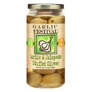 Garlic Festival Garlic & Jalapeno Stuffed Olives Net Dr. Wt. 9.5 oz.