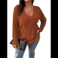 thumbnail image 2 of Suéter Informal de Punto con Cuello en V y Larga para Mujer, Talla Grande Color Naranja XXL, 2 of 10