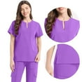thumbnail image 3 of FRSASU Scrub Sets for Woman Medical Essential Jogger Nursing Uniform Quick Dry Stretch V-Neck Top & Drawstring Cargo Pants Workwear Purple M(M), 3 of 4