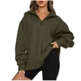thumbnail image 2 of Babysbule Womens Pullover Fall Solid Sweatshirts Casual Winter Lapel Zip Up Pullover Long Sleeve Quarter Zip Hoodie, 2 of 5