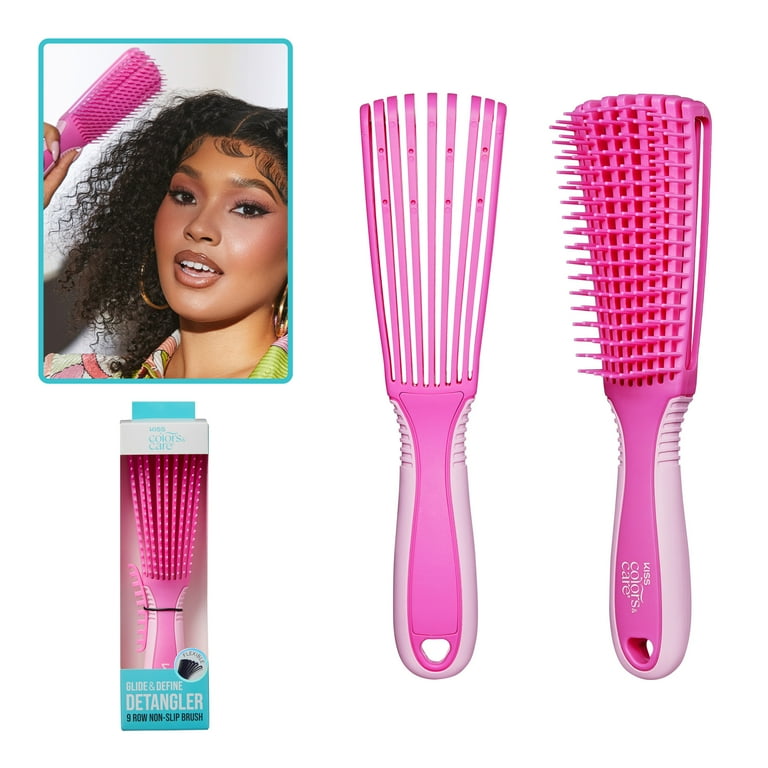 KISS COLORS & CARE 9-Row Glide & Define Detangling Hair Brush