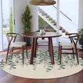 thumbnail image 3 of Round Area Rugs Collection 6 Ft, Teal Green Eucalyptus Leaves Non-Slip Residential Carpet, Spring Plants Country Beige Indoor Crawling Mats Runner Rugs for Living Room/Dining Room/Bedroom, 3 of 8